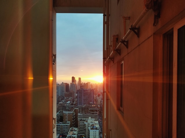 Toronto business hotel at sunset